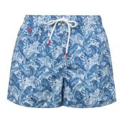 Bloemenprint Nylon Zwemshorts Kiton , Blue , Heren