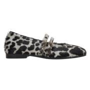 Dames Fluffy Luipaardprint Ballet Flats met een Gesp Er00115697 Estro ...