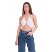 Gekreukelde bh-top met bandjeswikkel Calvin Klein Jeans , White , Dame...