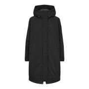 Zwarte Parka Jas met Verstelbare Capuchon MOS Mosh , Black , Dames