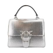 Handtas met pythonpatroon en Love Birds gesp Pinko , Gray , Dames