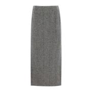 Grijze Wol Midi Rok Etro , Gray , Dames