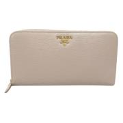 Pre-owned Leather wallets Prada Vintage , Beige , Dames