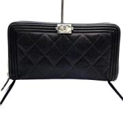 Pre-owned Leather wallets Chanel Vintage , Black , Dames