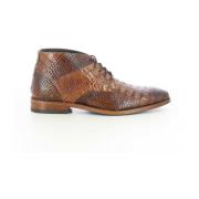 Heren Cognac Croco Leren Schoenen Rehab , Brown , Heren