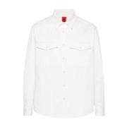 Gepaneeld Ontwerp Klassieke Kraag Shirt Ferrari , White , Heren