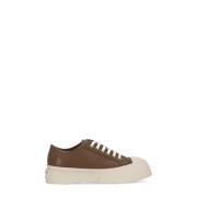 Bruine Leren Sneakers met Contrasterende Details Marni , Brown , Dames