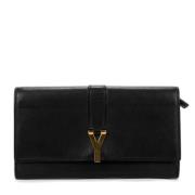 Pre-owned Leather wallets Yves Saint Laurent Vintage , Black , Dames