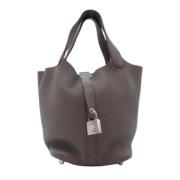 Pre-owned Leather handbags Hermès Vintage , Gray , Dames