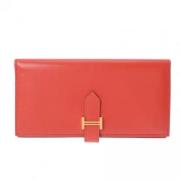 Pre-owned Leather wallets Hermès Vintage , Orange , Dames