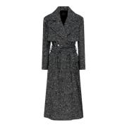 Grijze Tweed Dubbelrijdige Jas Pinko , Gray , Dames