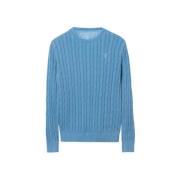 Zonverbleekte Cable Crew Sweater Gant , Blue , Heren