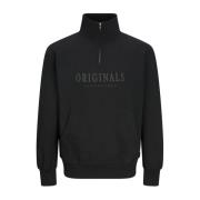 Sweatshirt met kwart rits Zwart Jack & Jones , Black , Heren