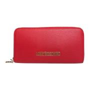 Rode Synthetisch Leren Portemonnee Metallico Love Moschino , Red , Dam...