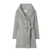 Grijze Wollen Gebreide Jas met Capuchon Tory Burch , Gray , Dames