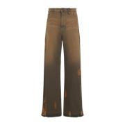 Rustieke Baggy Denim Jeans EgonLab , Brown , Heren