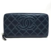 Pre-owned Leather wallets Chanel Vintage , Blue , Dames