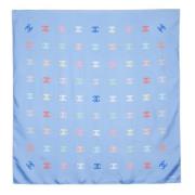 Pre-owned Silk scarves Chanel Vintage , Blue , Dames