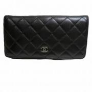 Pre-owned Leather wallets Chanel Vintage , Black , Dames