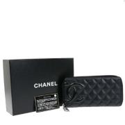 Pre-owned Leather wallets Chanel Vintage , Black , Dames