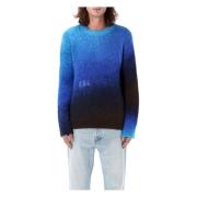 Blauwe Gradient Gebreide Trui Aw24 ERL , Blue , Heren