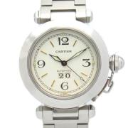 Pre-owned Stainless Steel watches Cartier Vintage , White , Dames