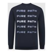 Blurred Wordmark Sweater Heren Donkerblauw Pure Path , Blue , Heren