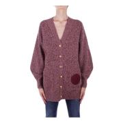 Bordeaux Sweater Cardigan Front Logo Elisabetta Franchi , Red , Dames