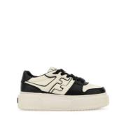 Zwart Beige Sneaker Kalf Rubber Fendi , Black , Dames