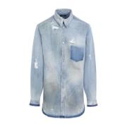 Blauwe Denim Overshirt Stijlvolle Mode EgonLab , Blue , Heren