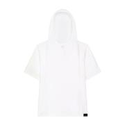 Witte Hoodie T-shirt met Geborduurd Logo Courrèges , White , Dames