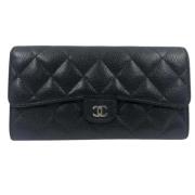 Pre-owned Leather wallets Chanel Vintage , Black , Dames