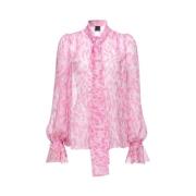 Luipaardprint Chiffon Blouse Pinko , Pink , Dames