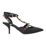 Zwarte Leren Versierde Hak Sandalen Dolce & Gabbana , Black , Dames