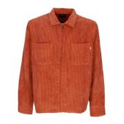 Fluweel Lange Mouw Rits Shirt Roest HUF , Orange , Heren