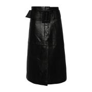 Midi Rok van Bonded Leer Zwart Remain Birger Christensen , Black , Dam...