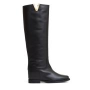 Zwarte enkellaarsjes met gouden V-detail Via Roma 15 , Black , Dames