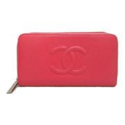 Pre-owned Leather wallets Chanel Vintage , Pink , Dames