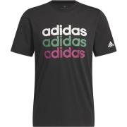 Lineaire Grafische Sport T-shirt Groen Adidas , Black , Heren