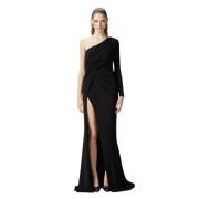 Elegante lange jurk met metallic effect Pinko , Black , Dames