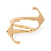 Gouden Pijl Logo Ring Messing Italië Off White , Yellow , Dames