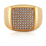 Mens Gold CZ Signet Ring Nialaya , Yellow , Heren