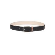 Zwarte Leren Riem met Gestreepte Lus PS By Paul Smith , Black , Heren