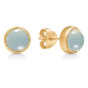 Chalcedon Gouden Oorbellen met Aqua Frk. Lisberg , Blue , Dames