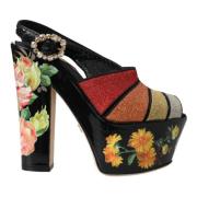 Multicolor Bloemen Kristal Plateau Sandalen Dolce & Gabbana , Multicol...