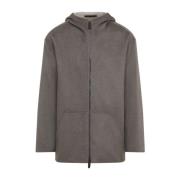 Taupe Double Face Caban Coat Giorgio Armani , Gray , Heren