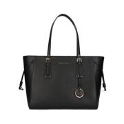 Voyager Medium Crossgrain Tote Bag Michael Kors , Black , Dames