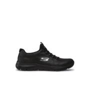 Zwarte damesschoenen platte stijl Skechers , Black , Dames