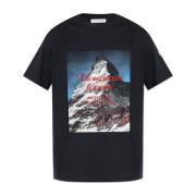 Bedrukt T-shirt Moncler , Black , Heren