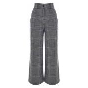 Flared Checked Trousers Kocca , Gray , Dames